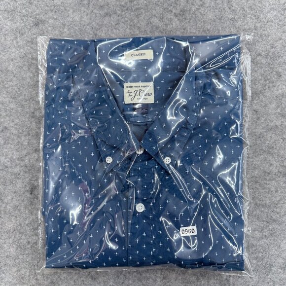 J. Crew Men's Button Down Shirt Size Large, Classic Stretch Cotton Blend, Blue - Picture 12 of 12